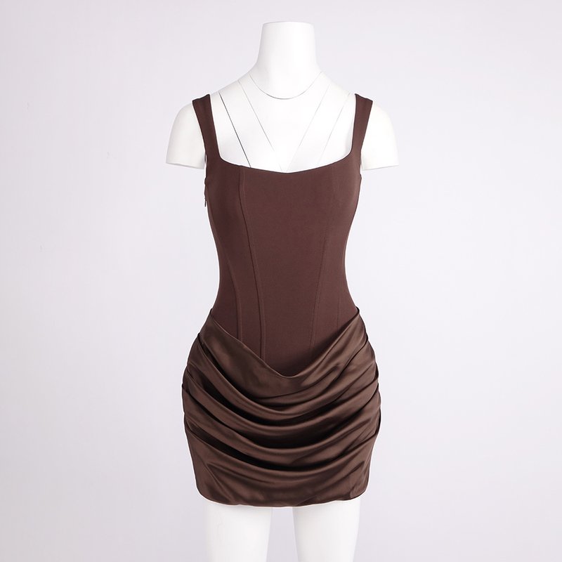 Square Neck Ruched Mini Dress H7126