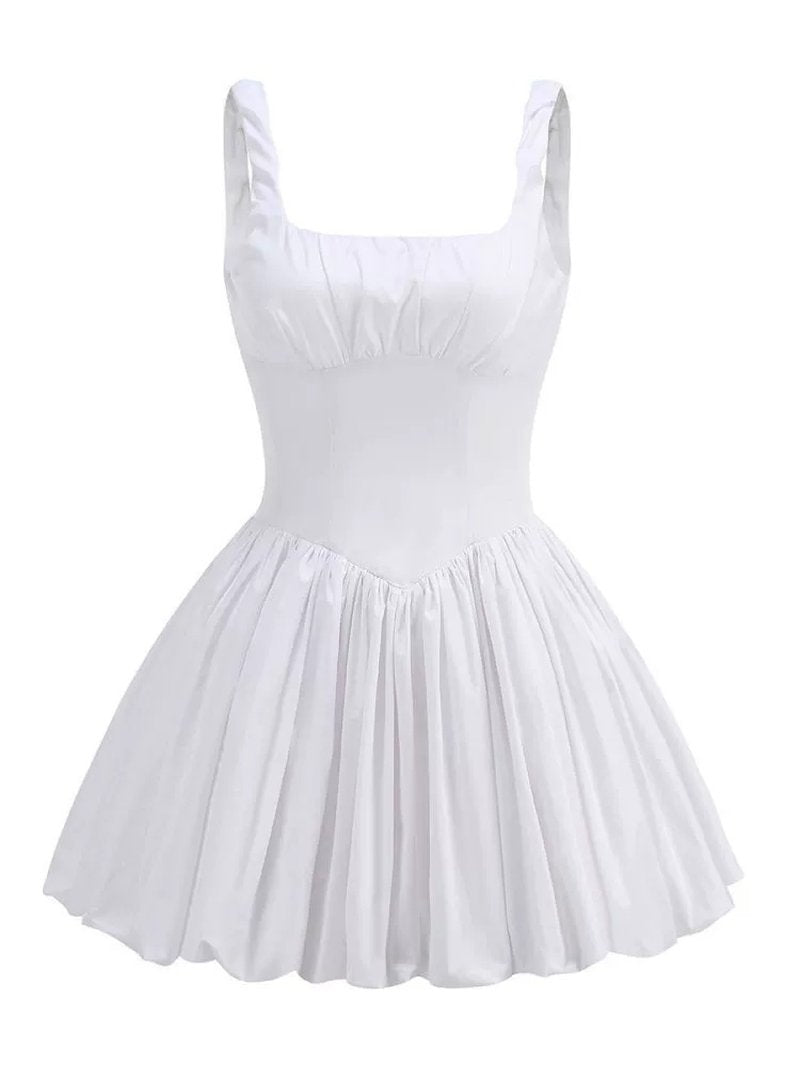 Square Neck Ruffle Mini Dress H6359