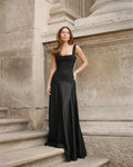 Square Neck Satin Maxi Dress H7099