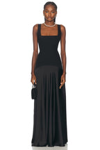 Square Neck Satin Maxi Dress H7099