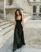 Square Neck Satin Maxi Dress H7099