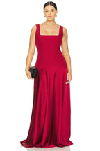 Square Neck Satin Maxi Dress H7099