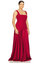 Square Neck Satin Maxi Dress H7099