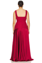 Square Neck Satin Maxi Dress H7099