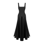 Square Neck Satin Maxi Dress H7099