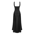 Square Neck Satin Maxi Dress H7099