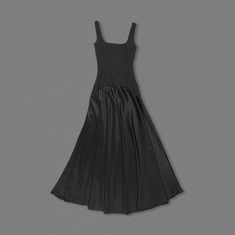 Square Neck Satin Maxi Dress H7099