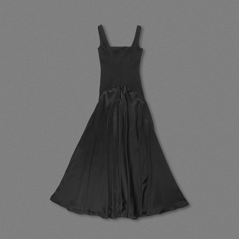 Square Neck Satin Maxi Dress H7099