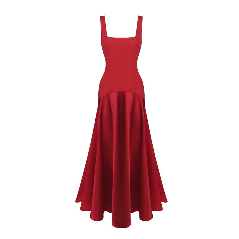 Square Neck Satin Maxi Dress H7099