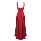 Square Neck Satin Maxi Dress H7099