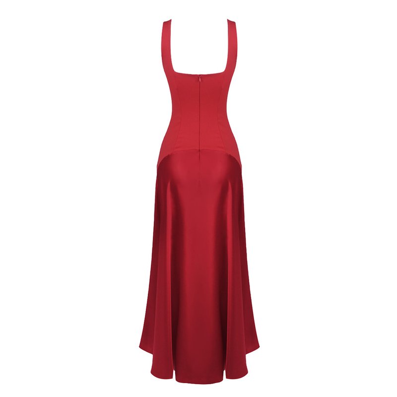Square Neck Satin Maxi Dress H7099