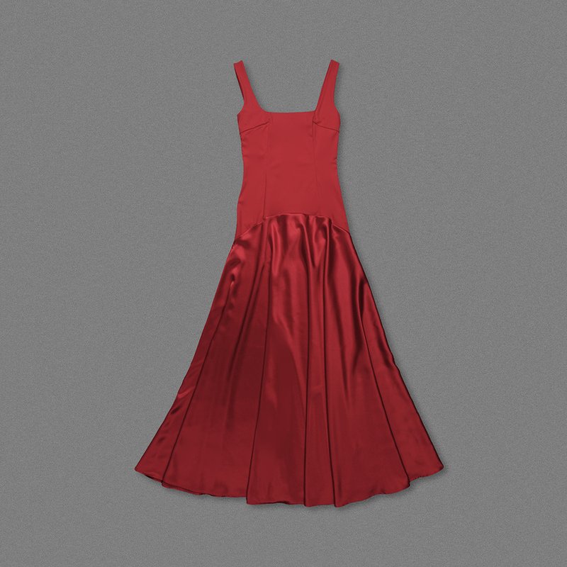 Square Neck Satin Maxi Dress H7099