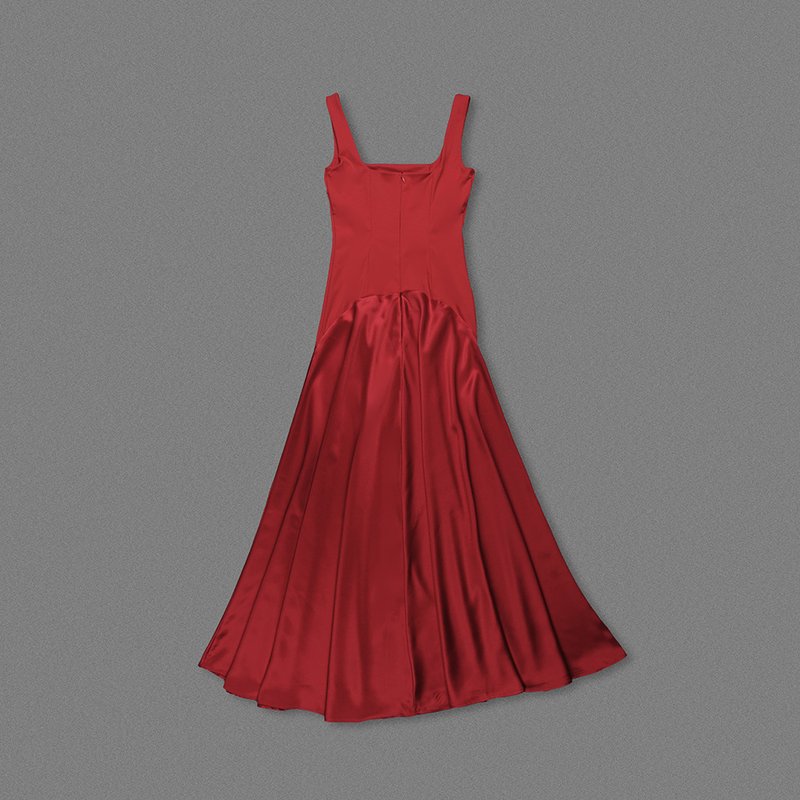 Square Neck Satin Maxi Dress H7099