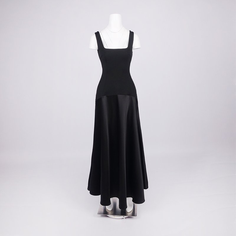 Square Neck Satin Maxi Dress H7099