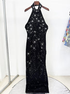 Star Embellished High Neck Gown H6817