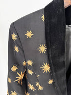 Star Print Velvet Lapel Suit H7047