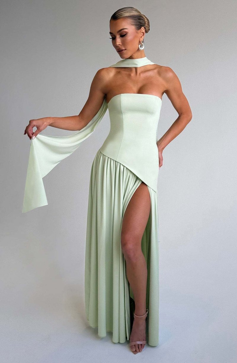Fashion Strapless Asymmetrical Yellow Maxi Dress H7159