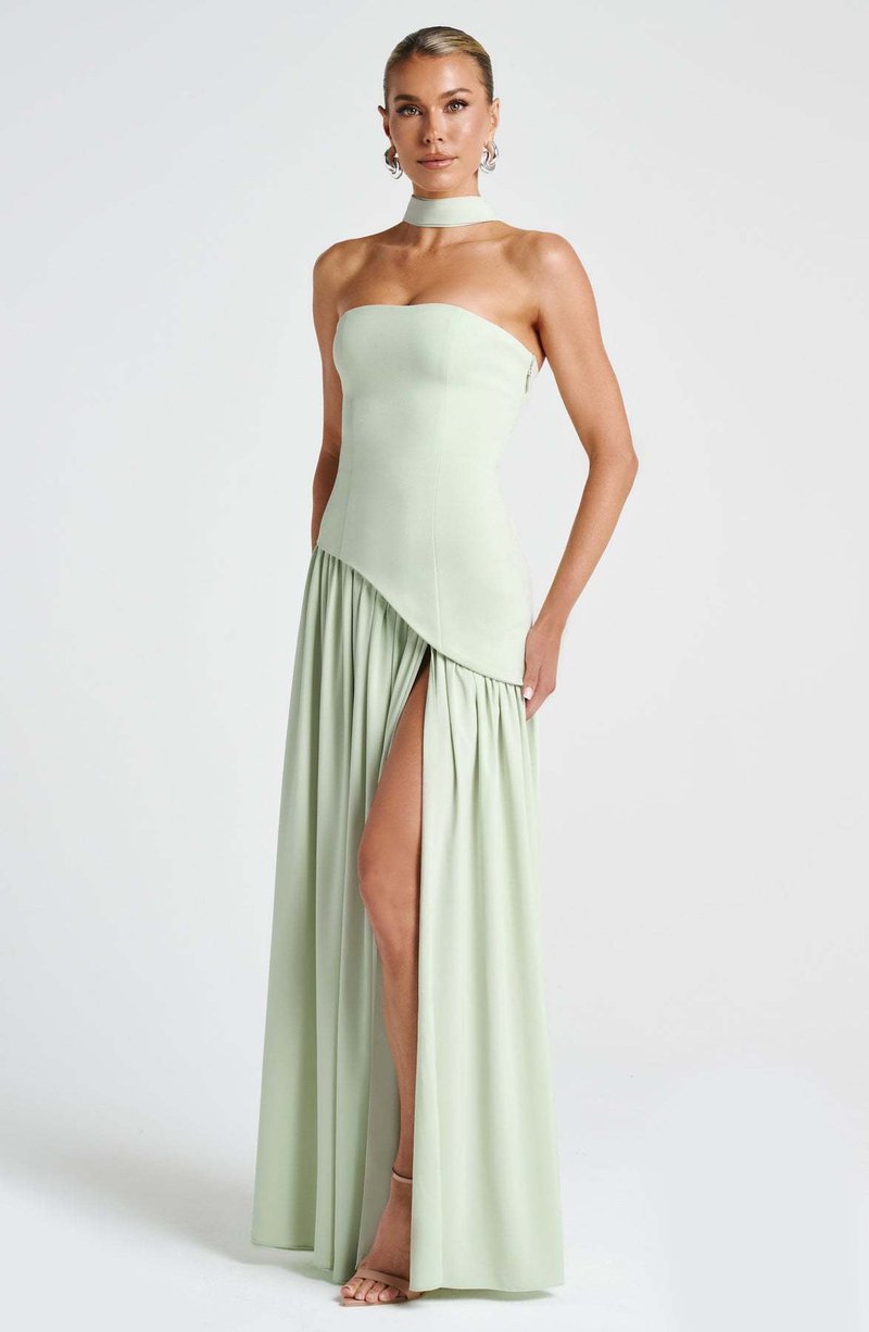 Fashion Strapless Asymmetrical Yellow Maxi Dress H7159
