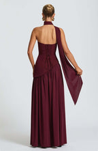 Fashion Strapless Asymmetrical Yellow Maxi Dress H7159
