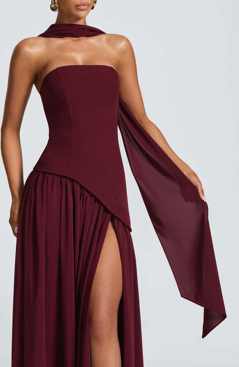 Fashion Strapless Asymmetrical Yellow Maxi Dress H7159