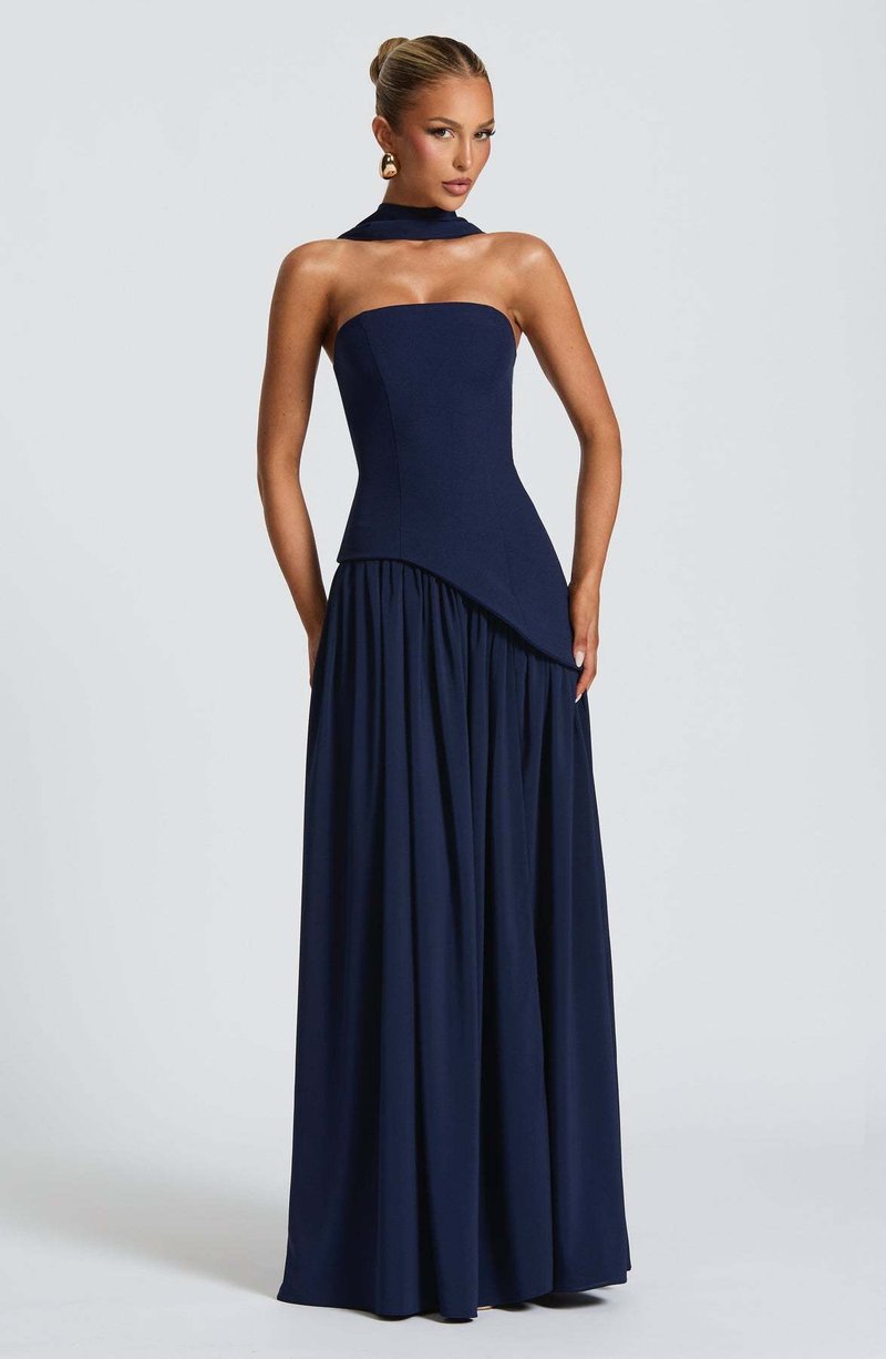 Fashion Strapless Asymmetrical Yellow Maxi Dress H7159