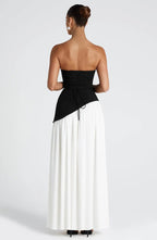 Fashion Strapless Asymmetrical Yellow Maxi Dress H7159