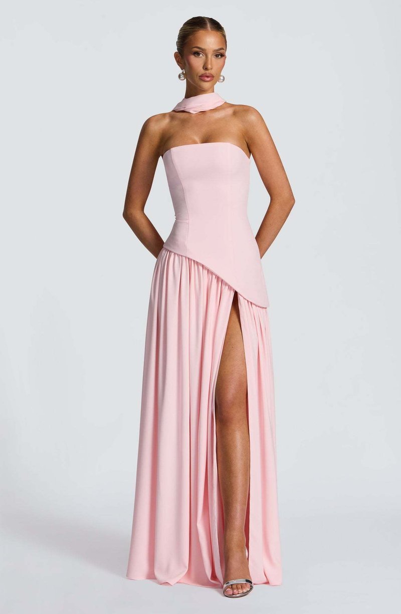 Fashion Strapless Asymmetrical Yellow Maxi Dress H7159