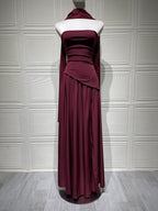 Fashion Strapless Asymmetrical Yellow Maxi Dress H7159