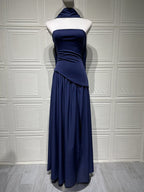 Fashion Strapless Asymmetrical Yellow Maxi Dress H7159