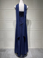 Fashion Strapless Asymmetrical Yellow Maxi Dress H7159