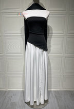 Fashion Strapless Asymmetrical Yellow Maxi Dress H7159