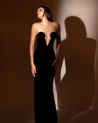 Strapless Beaded Black Gown H6189