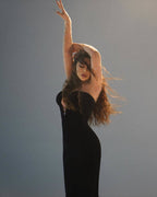 Strapless Beaded Black Gown H6189