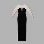 Strapless Beaded Black Gown H6189