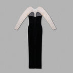 Strapless Beaded Black Gown H6189