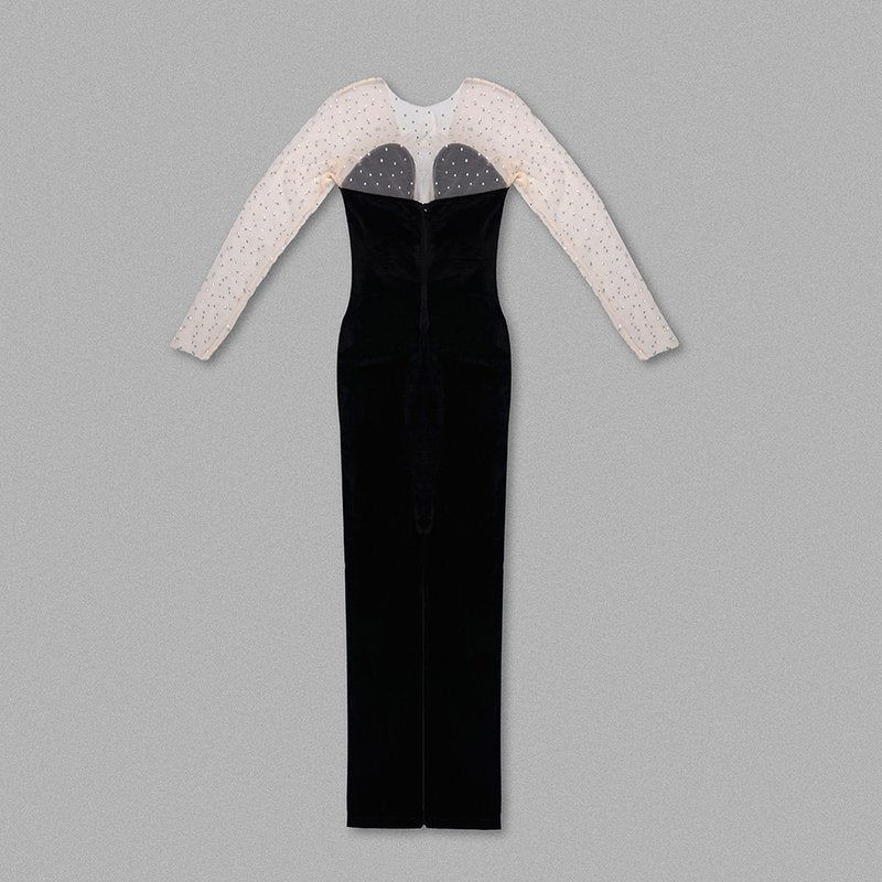 Strapless Beaded Black Gown H6189