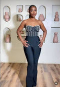 Strapless Beaded Corset Jumpsuit H6804
