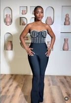 Strapless Beaded Corset Jumpsuit H6804