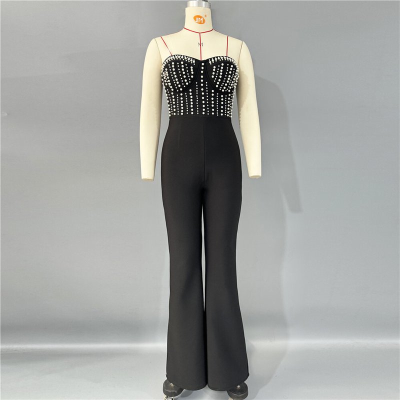 Strapless Beaded Corset Jumpsuit H6804