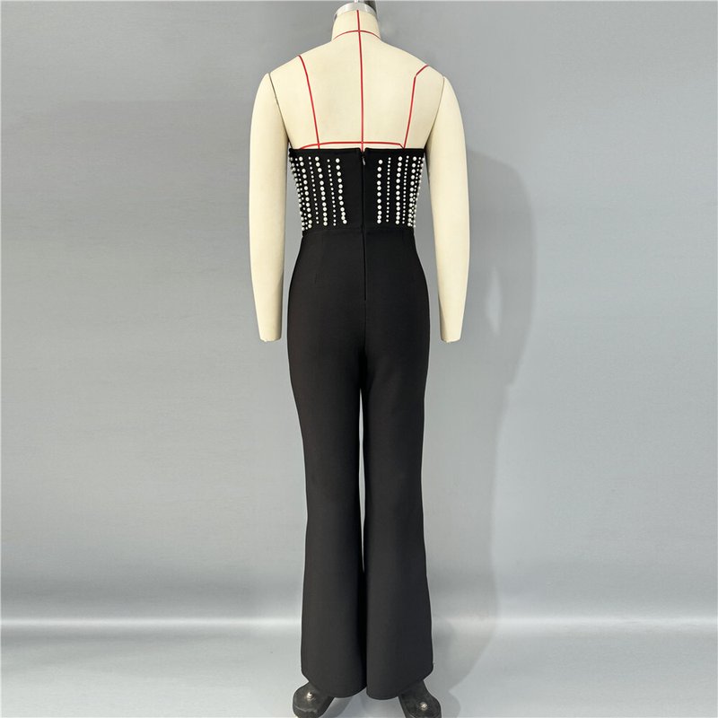 Strapless Beaded Corset Jumpsuit H6804