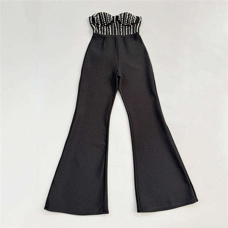 Strapless Beaded Corset Jumpsuit H6804