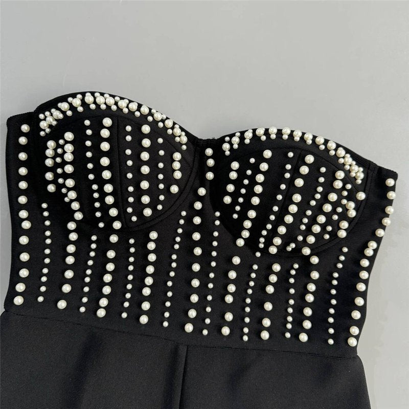 Strapless Beaded Corset Jumpsuit H6804