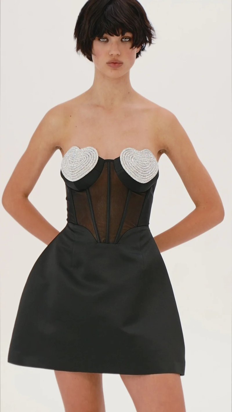 Strapless Beaded Corset Mini Dress H5986