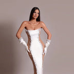 Fashion Strapless Beaded Cutout Gown H7155