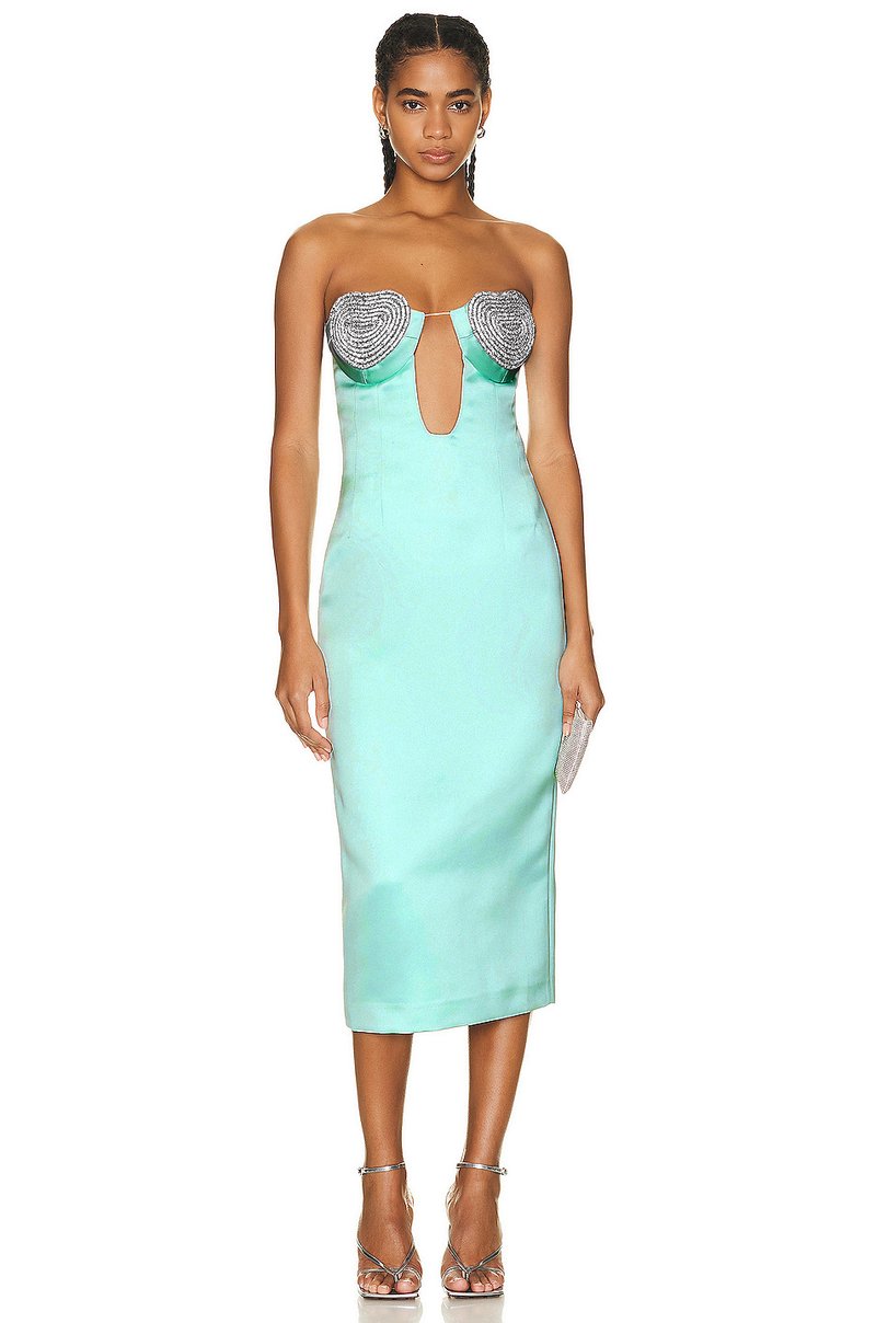 Strapless Beaded Cutout Midi Dress H6015