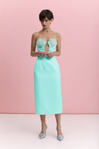 Strapless Beaded Cutout Midi Dress H6015