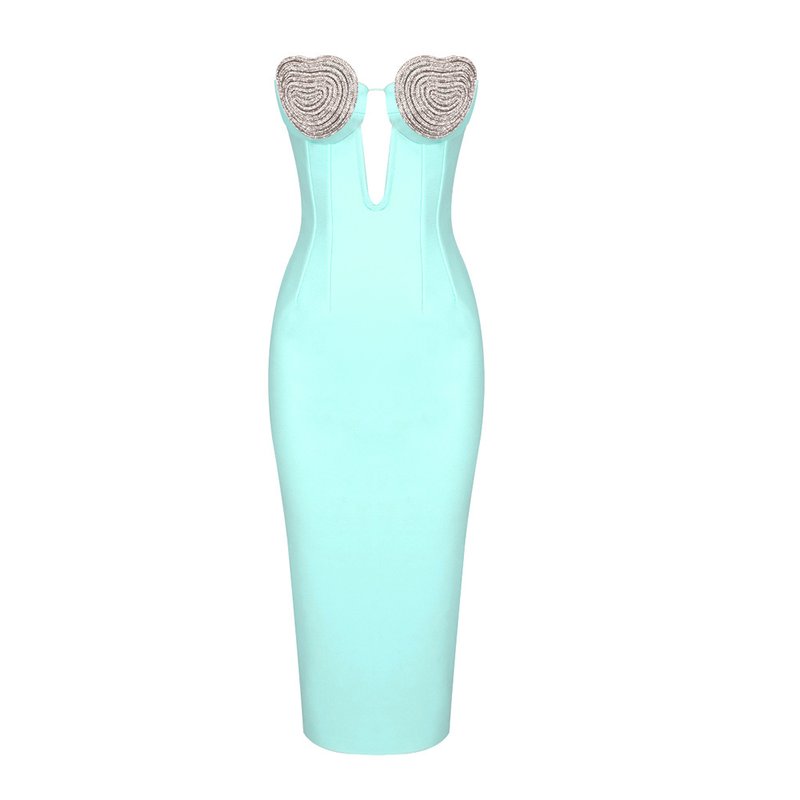 Strapless Beaded Cutout Midi Dress H6015
