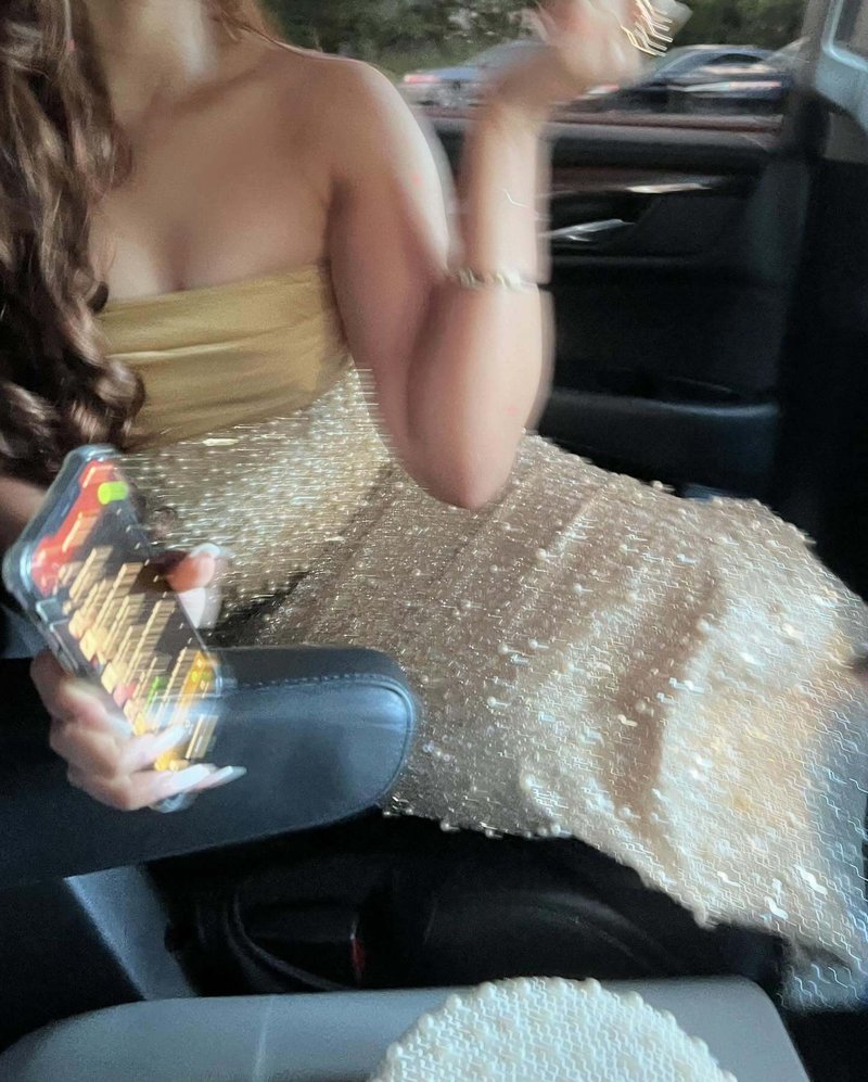 Strapless Beaded Gold Maxi Dress H6723