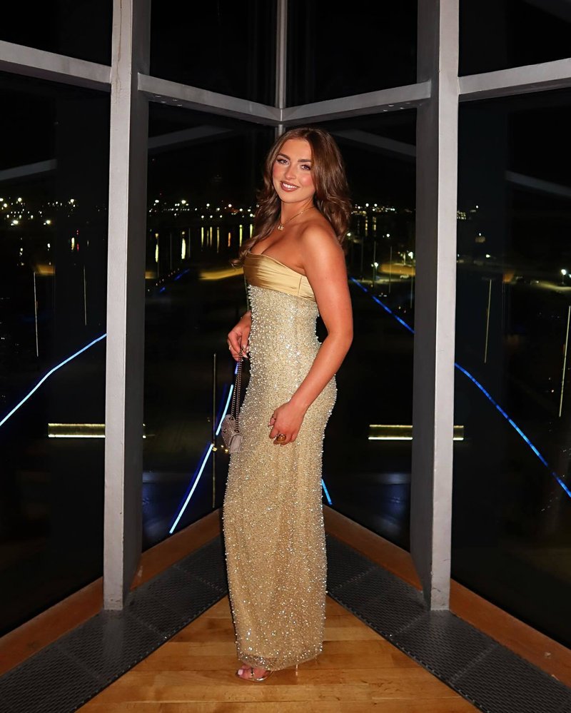 Strapless Beaded Gold Maxi Dress H6723