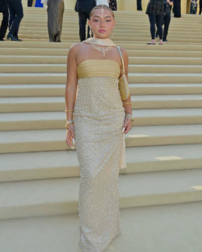 Strapless Beaded Gold Maxi Dress H6723